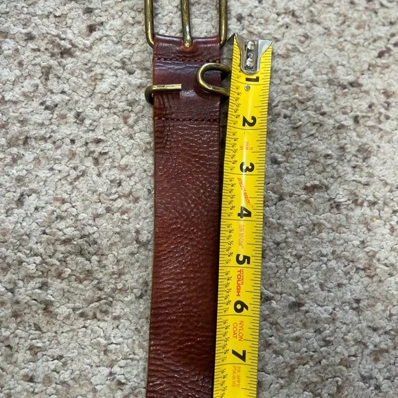 UnisoBDG‎ Chestnut Leather Belt with Brass Buckle western boho medium - Picture 8 of 11